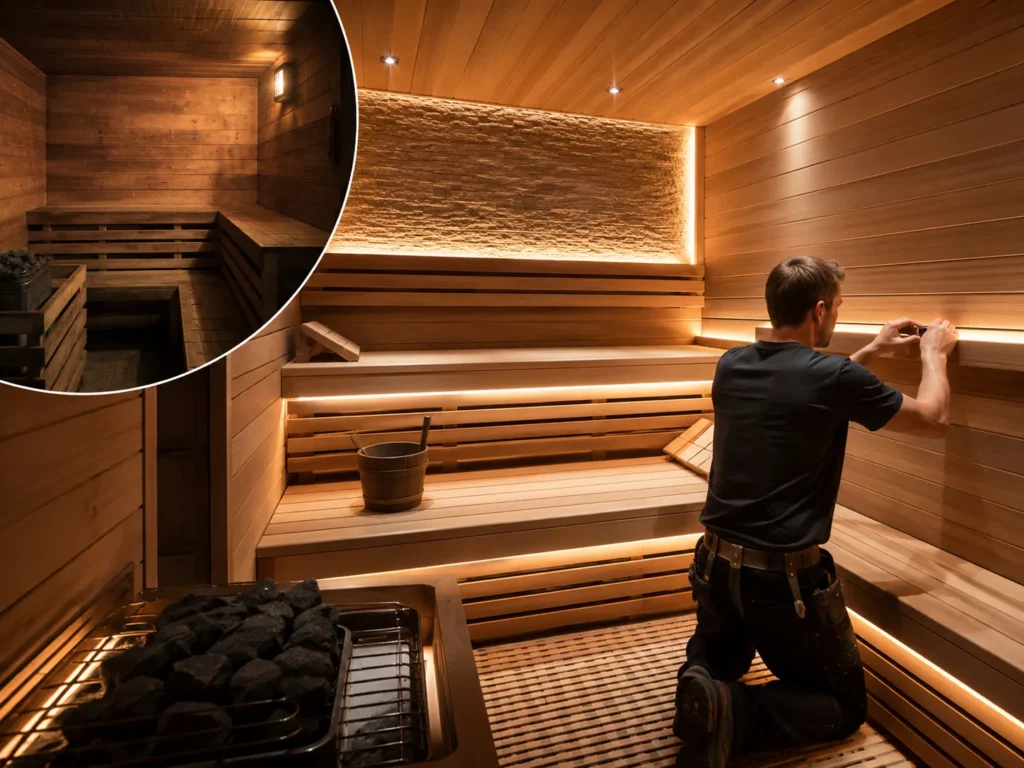 custom cedar sauna design in Houston TX